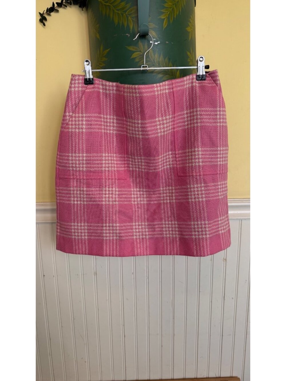 Boden Pink & White Plaid Heritage British Tweed Mini Skirt Size 6P UK 10P